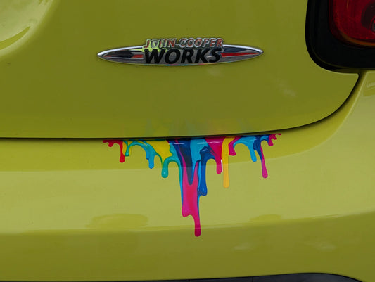 Vibrant Paint Drip Vinyl Decal - 7" Multi-Color "Melting" Car & Laptop Sticker