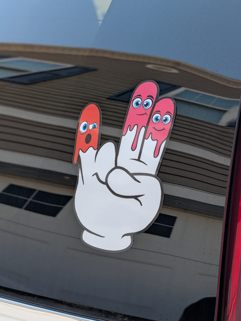 The Shocker Cartoon Hand Decal – Funny "Two in the Pink" Vinyl Sticker