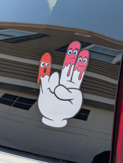 The Shocker Cartoon Hand Decal – Funny "Two in the Pink" Vinyl Sticker