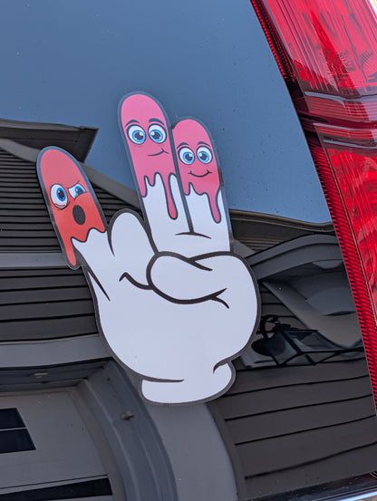 The Shocker Cartoon Hand Decal – Funny "Two in the Pink" Vinyl Sticker
