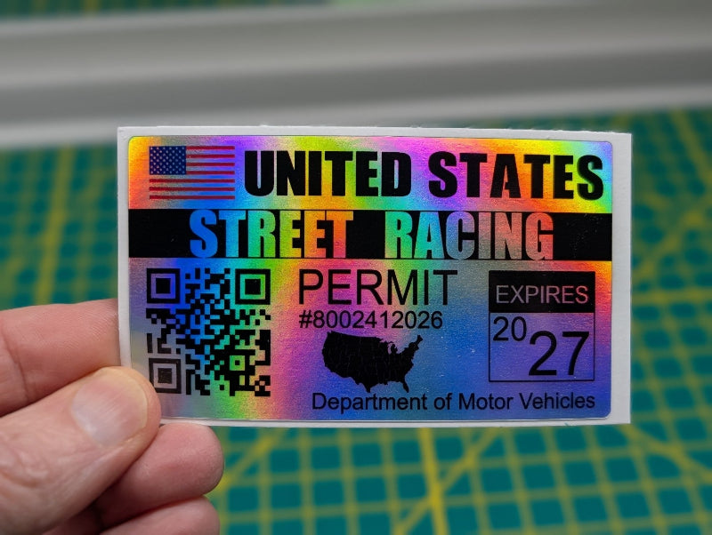 2027 Racing Sticker 2029 Street Racing Permit Decal - Holographic Novelty Sticker - JDM Ca ...