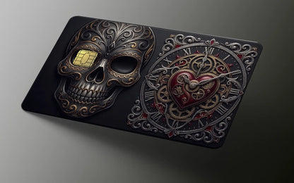 Steampunk Gothic Skull & Mechanical Clock Credit Card Skin