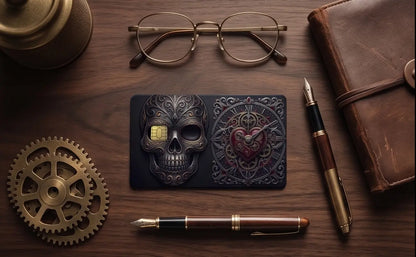 Steampunk Gothic Skull & Mechanical Clock Credit Card Skin