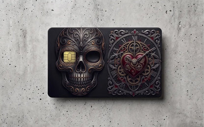 Steampunk Gothic Skull & Mechanical Clock Credit Card Skin