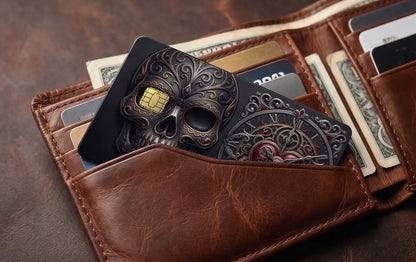 Steampunk Gothic Skull & Mechanical Clock Credit Card Skin