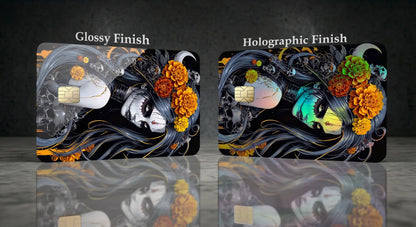 Santa Muerte Sugar Skull Credit Card Skin | Glossy & Holographic Finishes