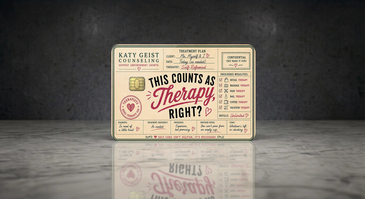 "This Counts as Therapy, Right?" Funny Credit Card Skin & Debit Card Sticker