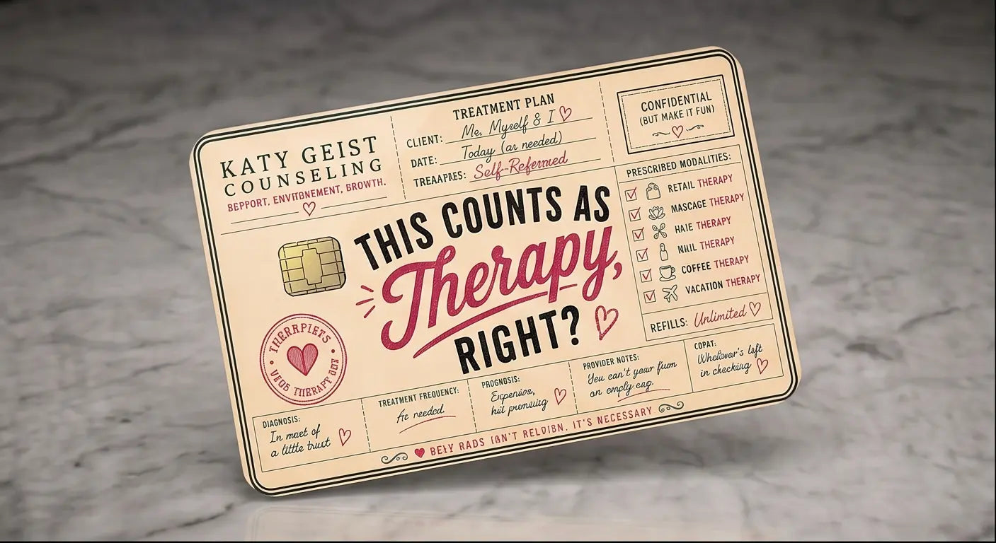 "This Counts as Therapy, Right?" Funny Credit Card Skin & Debit Card Sticker