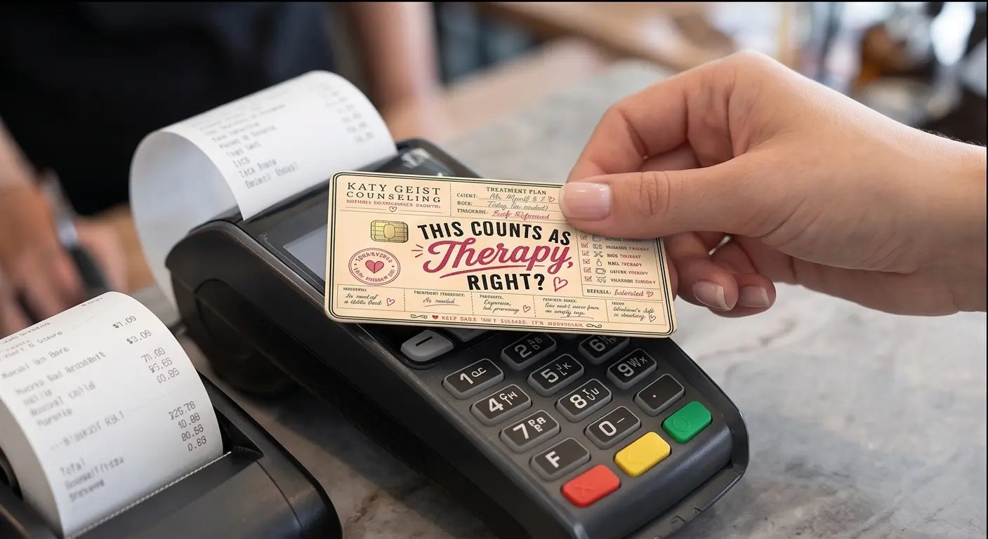 "This Counts as Therapy, Right?" Funny Credit Card Skin & Debit Card Sticker