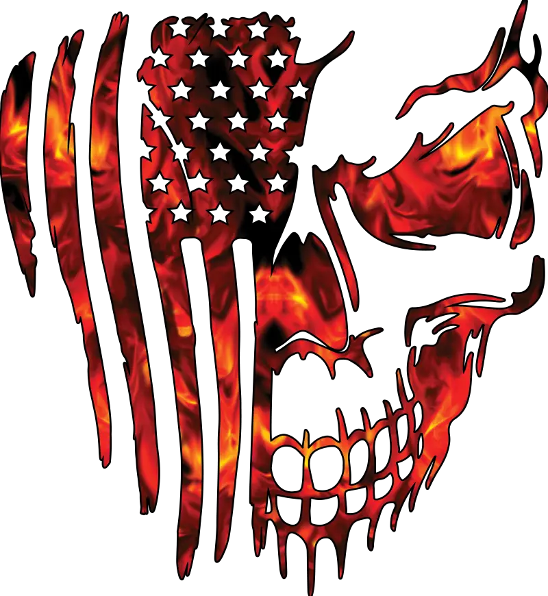 USA skull flag fire distressed decal sticker vinyl graphic american car truck window