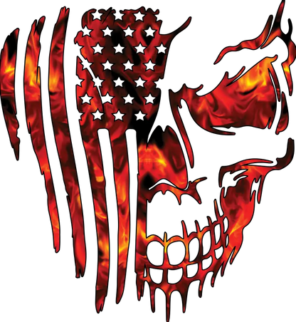 USA skull flag fire distressed decal sticker vinyl graphic american car truck window