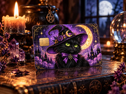 Witch Please Credit Card Skin – Black Cat Halloween Card Decal