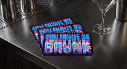 You Might Be Drunk" Neon Glitch Credit Card Skin – Funny Trippy Vinyl Debit Card Sticker Wrap