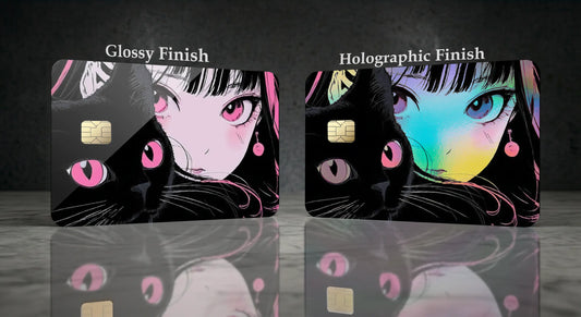 Anime Girl and Cat Design Credit Card Skin
