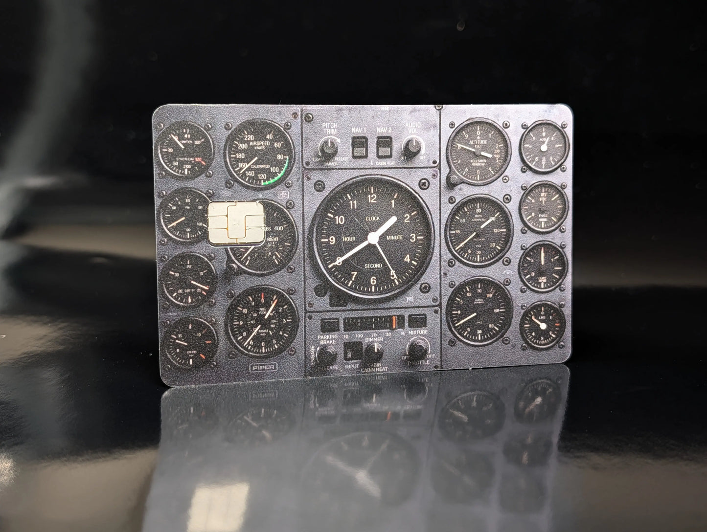 Aviation Cockpit Instrument Panel Credit Card Skin | Vintage Airplane Dashboard Decal