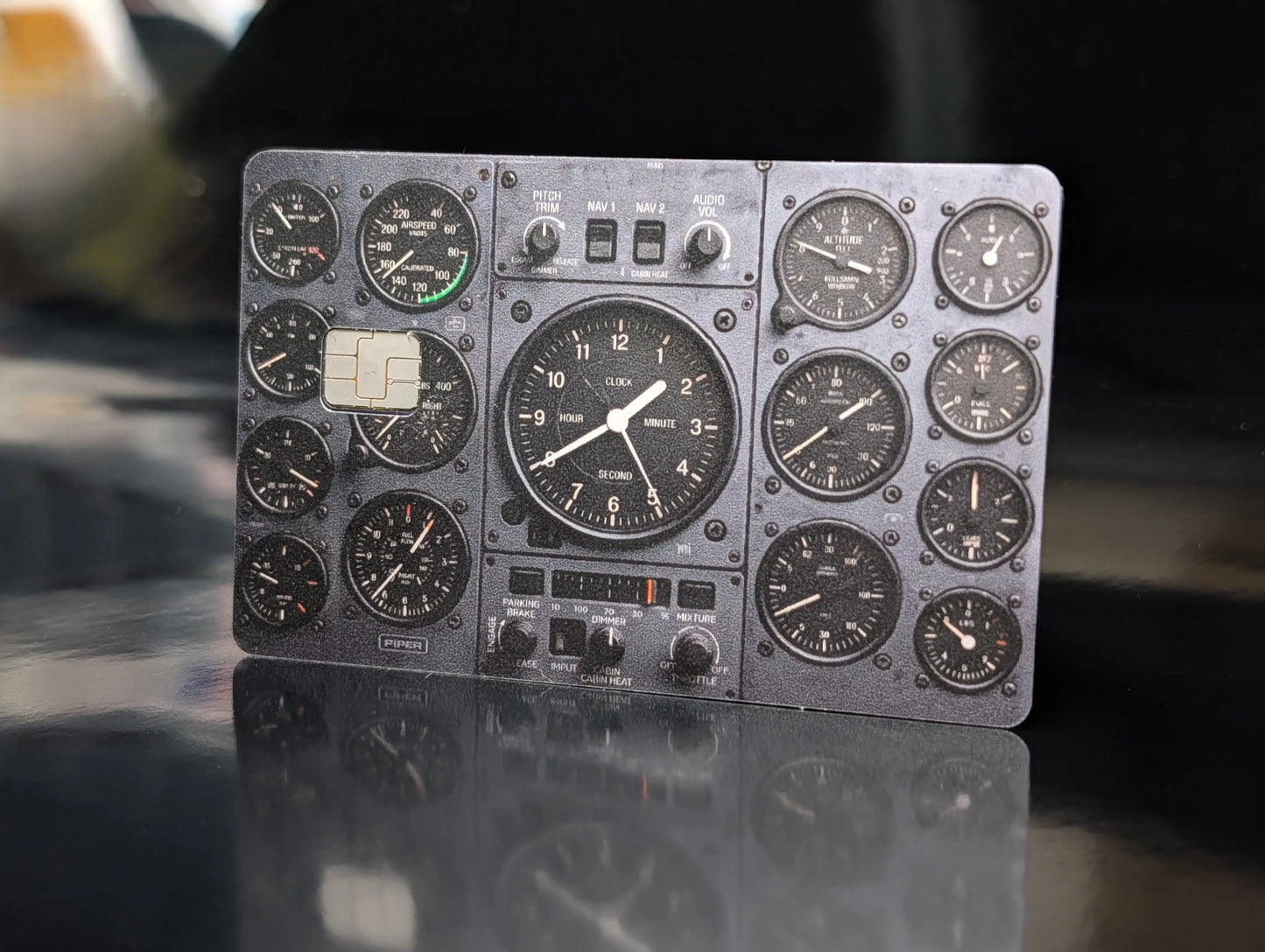 Aviation Cockpit Instrument Panel Credit Card Skin | Vintage Airplane Dashboard Decal