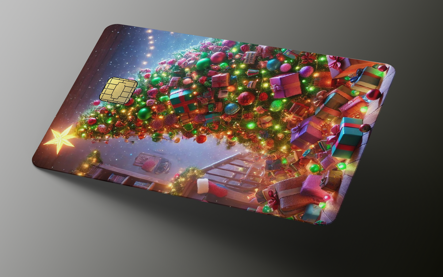 Christmas Tree Credit Card Skin, Debit Card Covering (small chip)