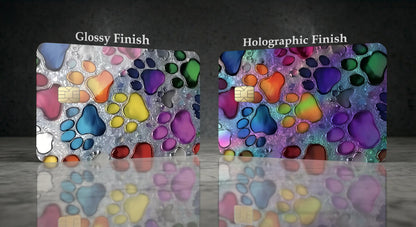 Colorful Dog Prints Credit Card Skin | Glossy or Holographic Finish