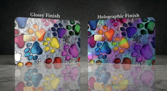 Colorful Dog Prints Credit Card Skin | Glossy or Holographic Finish