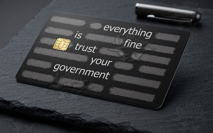 "Trust Your Government" Dystopian Credit Card Cover