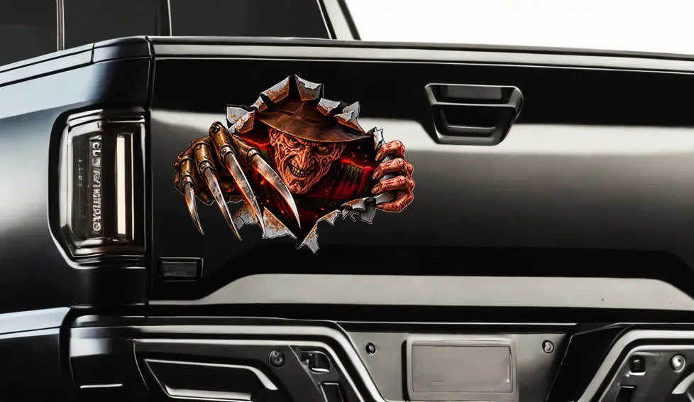 12" Freddy Krueger 3D Torn Metal Truck Decal