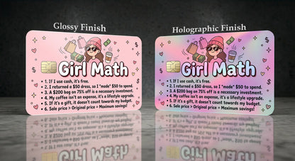 Funny "Girl Math" Credit Card Skin | Glossy or Holographic Vinyl Cover