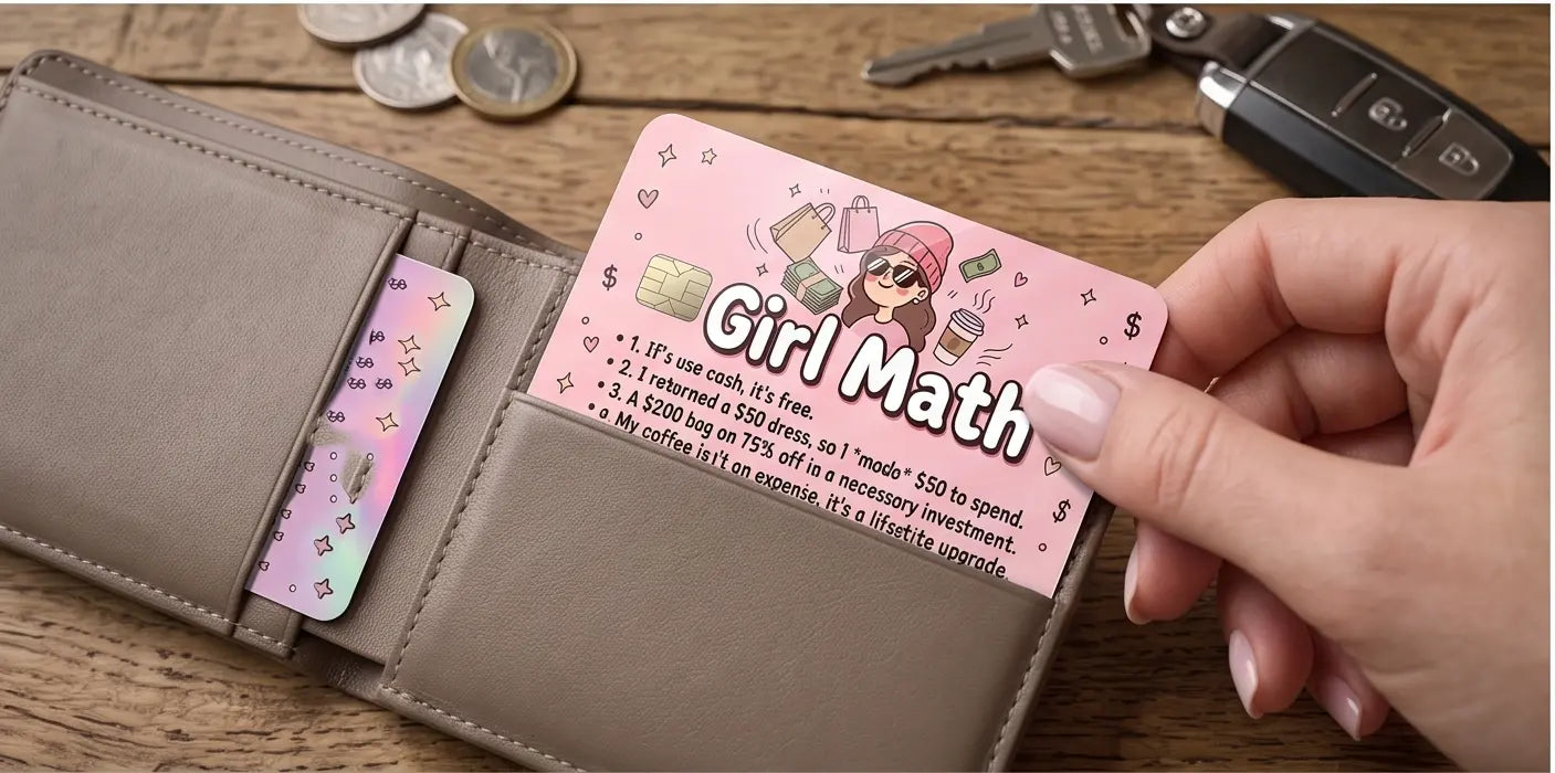 Funny "Girl Math" Credit Card Skin | Glossy or Holographic Vinyl Cover