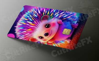 Colorful hedgehog design on a card with CultivateFX branding.
