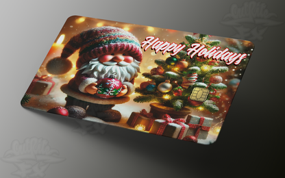 Holiday Gnome Credit Card Skin, Debit Card Covering (Small Chip)