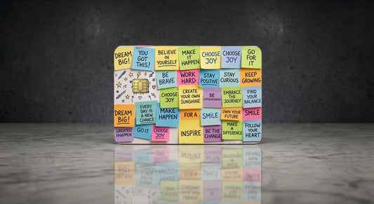 Inspirational Sticky Notes Credit Card Skin – Motivational Vinyl Cover
