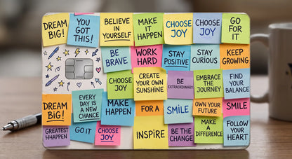 Inspirational Sticky Notes Credit Card Skin – Motivational Vinyl Cover