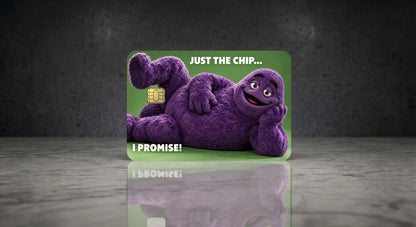 Funny Purple Monster "Just The Chip" Card Skin