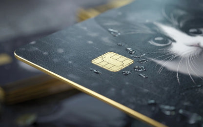 Sad Tuxedo Cat in the Rain Credit Card Skin | Cute Aesthetic Premium Vinyl Decal