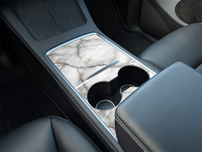 Tesla Model Y Center Console Marble Wrap Kit (2021–2025) | Precision Fit DIY
