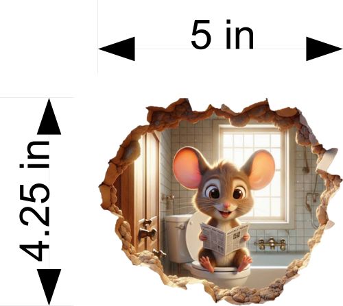 Funny Mouse on Toilet Wall Decal | Bathroom Mouse Hole Sticker
