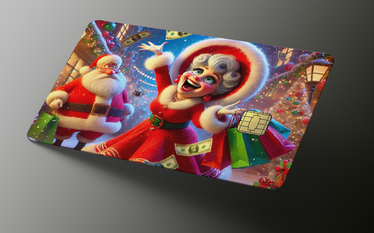 Mrs. Clause Shopping Credit Card Skin, Debit Card Covering (small chip)