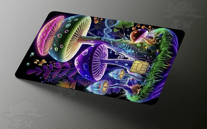 Psychedelic Bioluminescent Mushroom World Credit Card Skin
