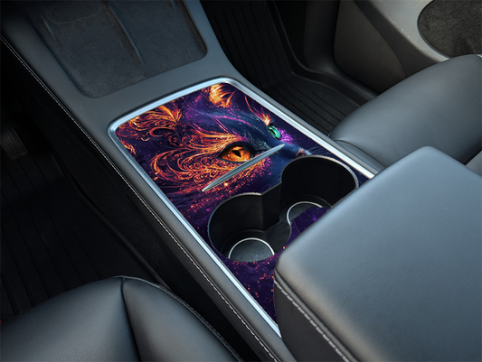 Tesla Model Y Center Console Mystic Cat Wrap Kit (2021–2025) | Precision Fit DIY