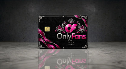 OnlyFans VIP Luxury Credit Card Skin - Metallic pink, Silver, and Black Ornate Crown Design with Chip Cutout
