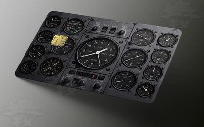 Aviation Cockpit Instrument Panel Credit Card Skin | Vintage Airplane Dashboard Decal