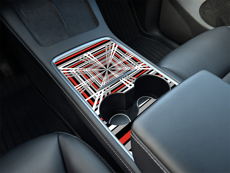 Tesla Model Y Center Console Plaid Design Wrap Kit (2021–2025) | Precision Fit DIY