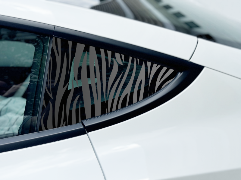 2016-2024 Tesla Model 3 Tiger Print Rear Side Windows Decal Sticker (Both Sides)