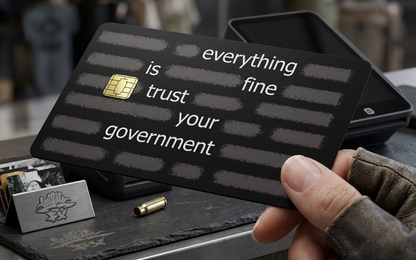 "Trust Your Government" Dystopian Credit Card Cover