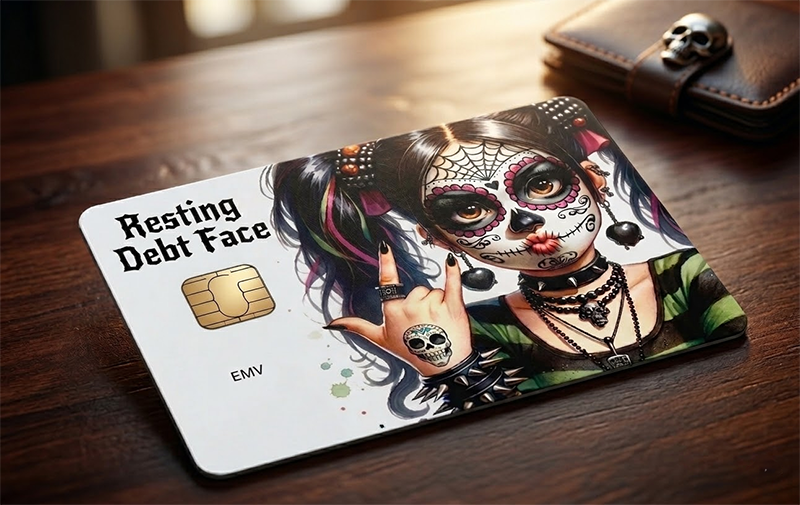 Resting Debt Face - Premium Credit Card Skin | Sugar Skull Goth Vinyl Decal