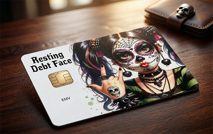 Resting Debt Face - Premium Credit Card Skin | Sugar Skull Goth Vinyl Decal