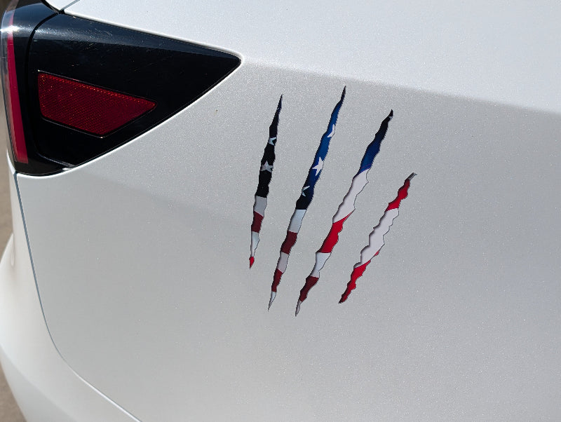Claw Marks Decal | Ripped USA Patriotic Vinyl Sticker for Car, Truck, or Laptop