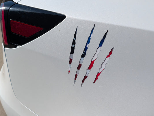 Claw Marks Decal | Ripped USA Patriotic Vinyl Sticker for Car, Truck, or Laptop