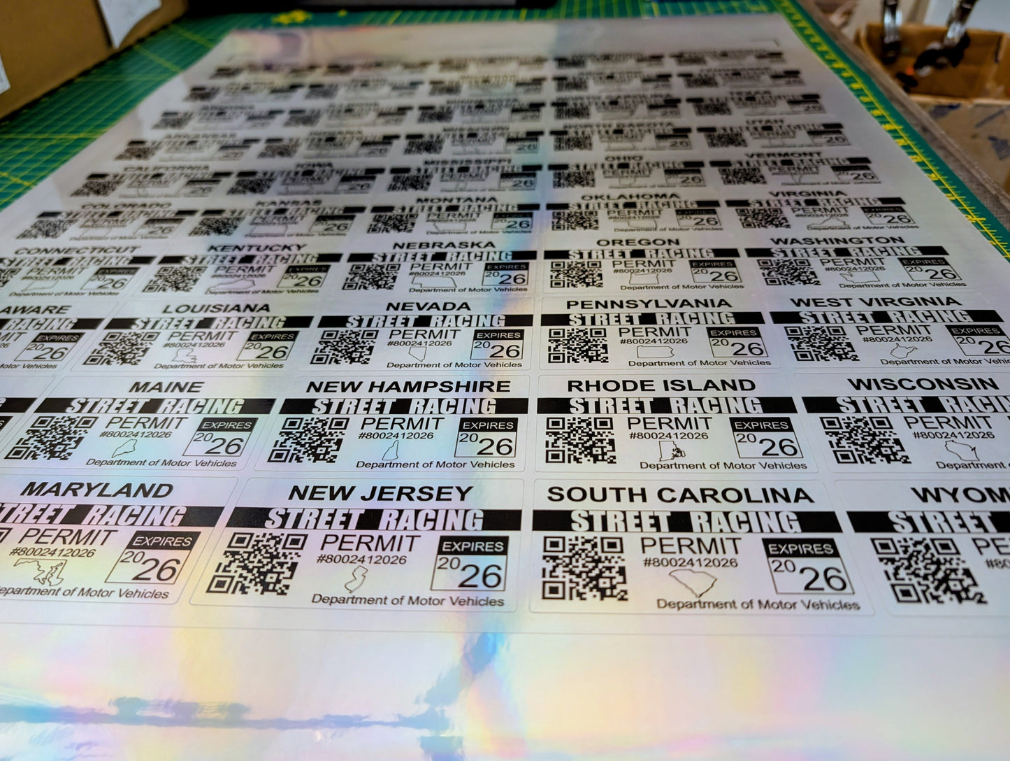 2026 Street Racing Permit Decal - Holographic Novelty Sticker - JDM Car