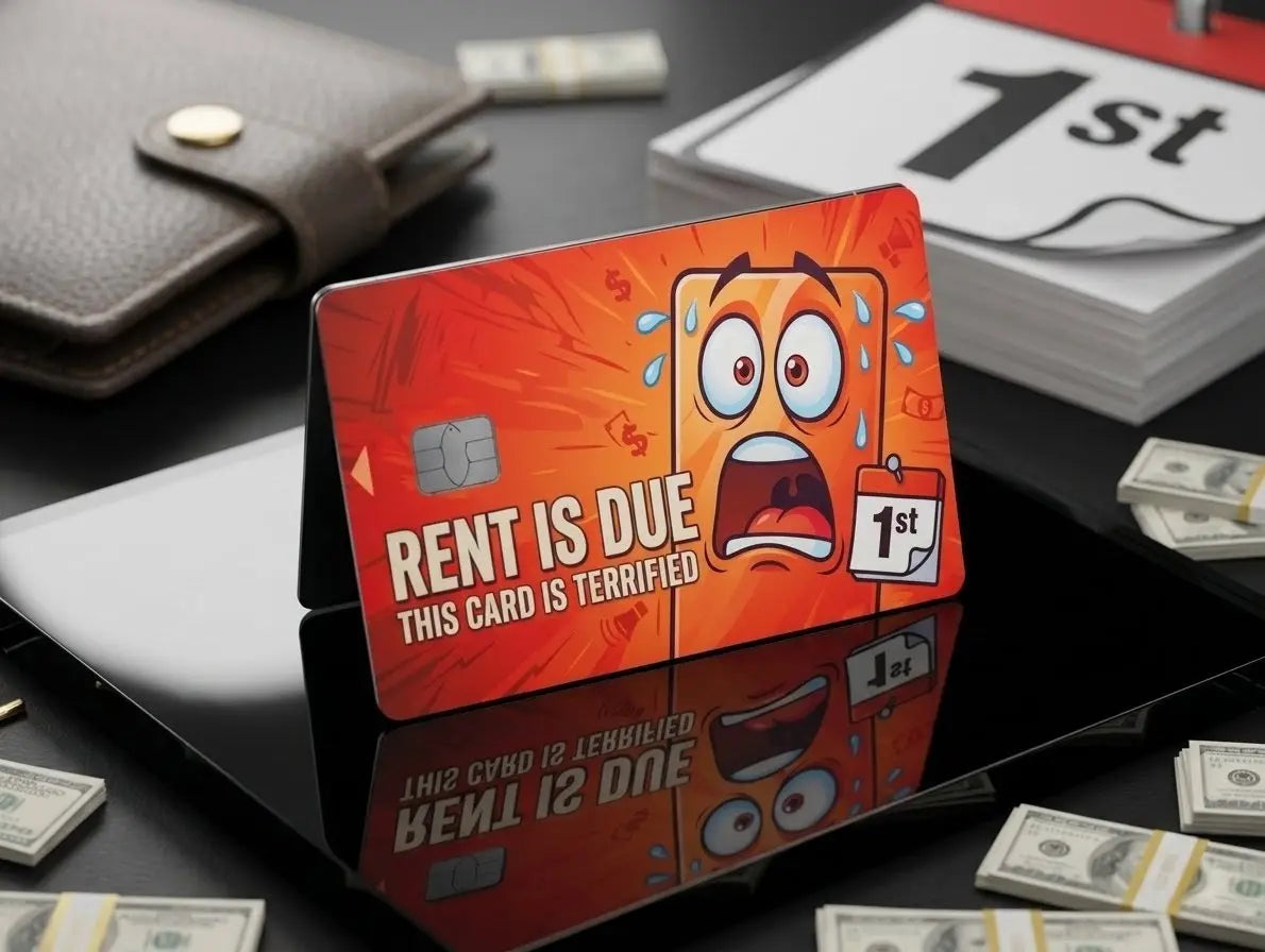 Rent Is Due" Funny Credit Card Skin
