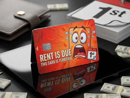 Rent Is Due" Funny Credit Card Skin